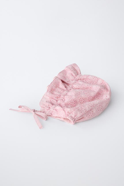 ZARA ЧЕПЧИК СО ШВЕЙЦАРСКОЙ ВЫШИВКОЙ, РОЗОВЫЙ
