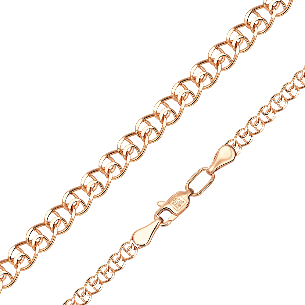 Цепь из красного золота с алмазной гранью (плетение «Лав»)