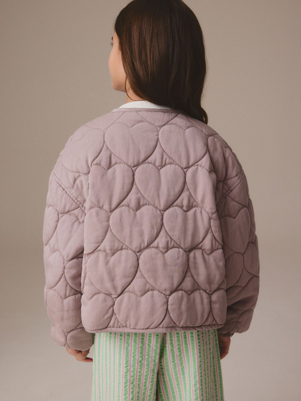 Куртка стеганая для девочки Next E25-202, Серо-розовый