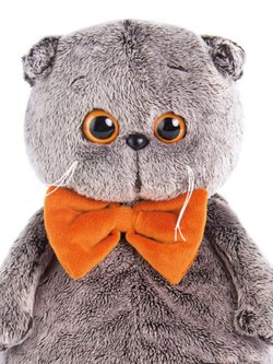 Мягкая игрушка Басик в рыжем бархатном банте 30 см