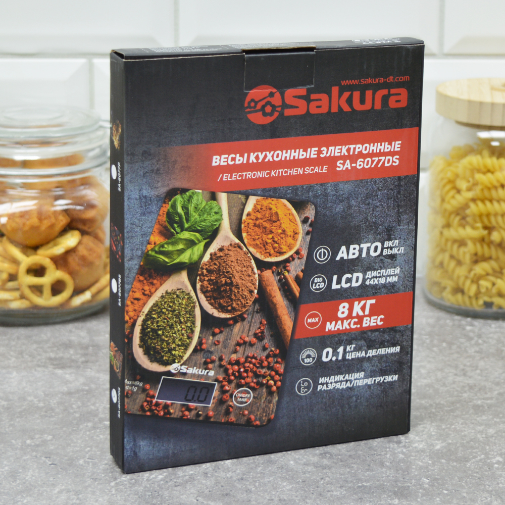 Весы кухонные электронные до 8кг "Специи" темное дерево