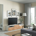 Тумба под ТВ - IKEA BESTÅ/BESTA/БЕСТО ИКЕА, 42х39х180 см, белый/коричневый