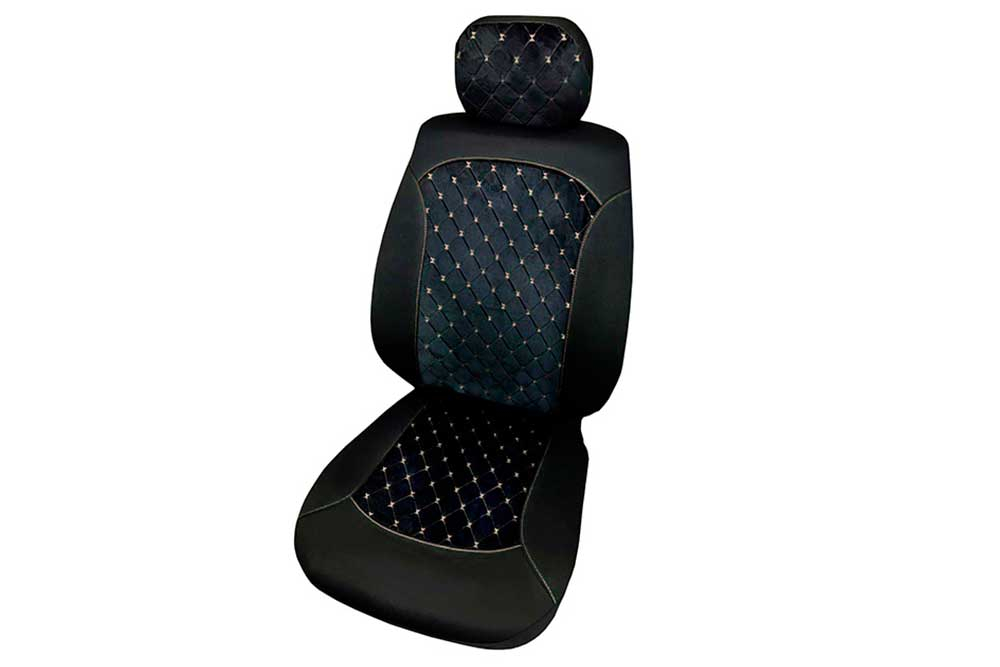 Чехлы на сидения Coolpart MAXIMAL ROMB - JJ-07-BLBG - Велюр черный/шов бежевый A (5предм)