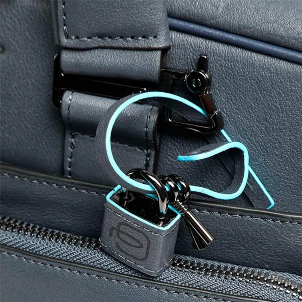 Сумка мужская Piquadro Black Square из натуральной кожи синяя (CA2849B3/BLU4) 8