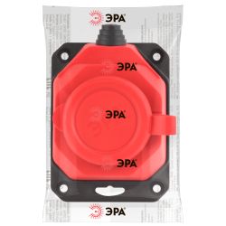 Колодка ЭРА K-1e-RED-IP44 каучуковая с заземлением 1 розетка 16A IP44 красная