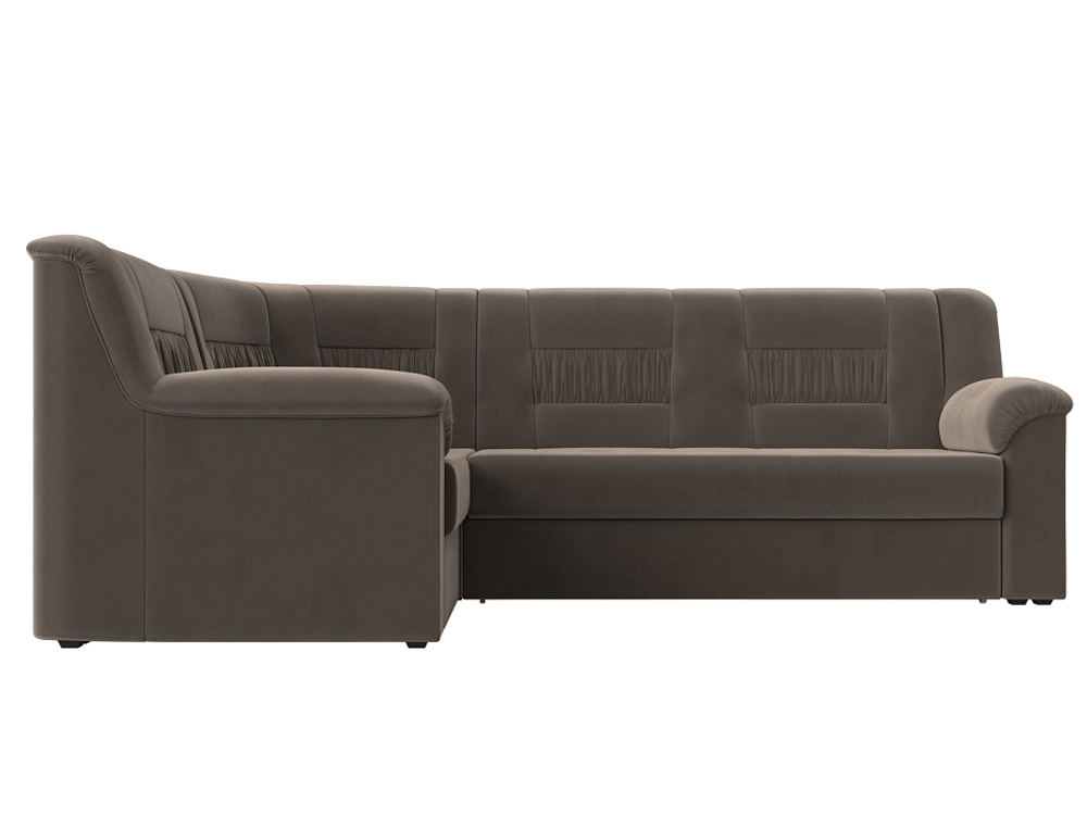 Диван угловой Карелия левый угол, Коричневый, Велюр, 113344L