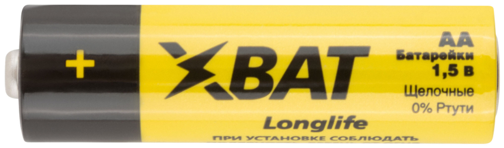 Батарейка щелочная, 1.5 В, тип АА, 4 шт. LR6-4BPC ХВАТ