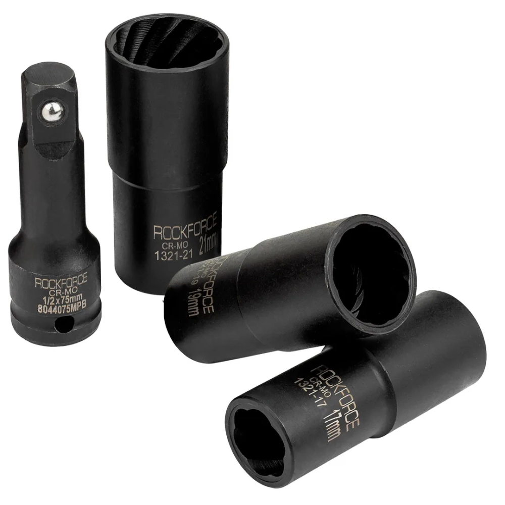 Набор головок-экстракторов для поврежденных болтов и гаек 4пр. 1/2'' RockFORCE RF-906U3