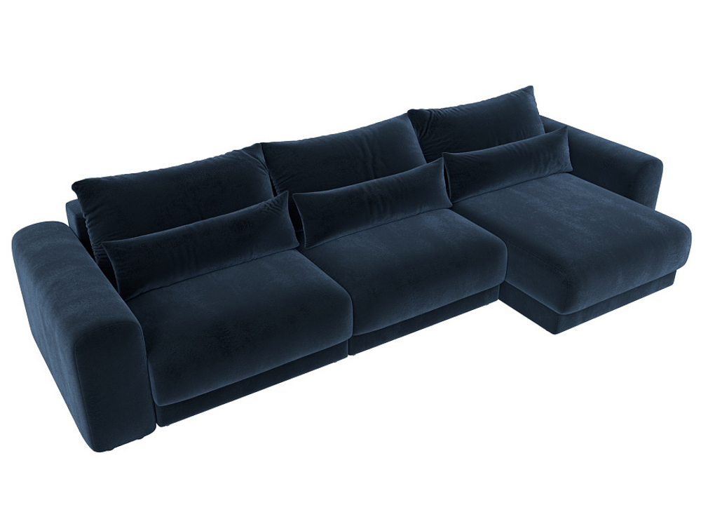Диван угловой Лига-056 НПБ Лонг угол универсальный ВЕЛЮР TOWER 13 синий