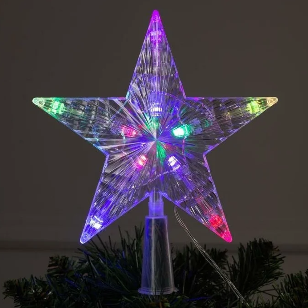 Звезда на макушку 14х17см. Прозрачная цветная RohsLED A2