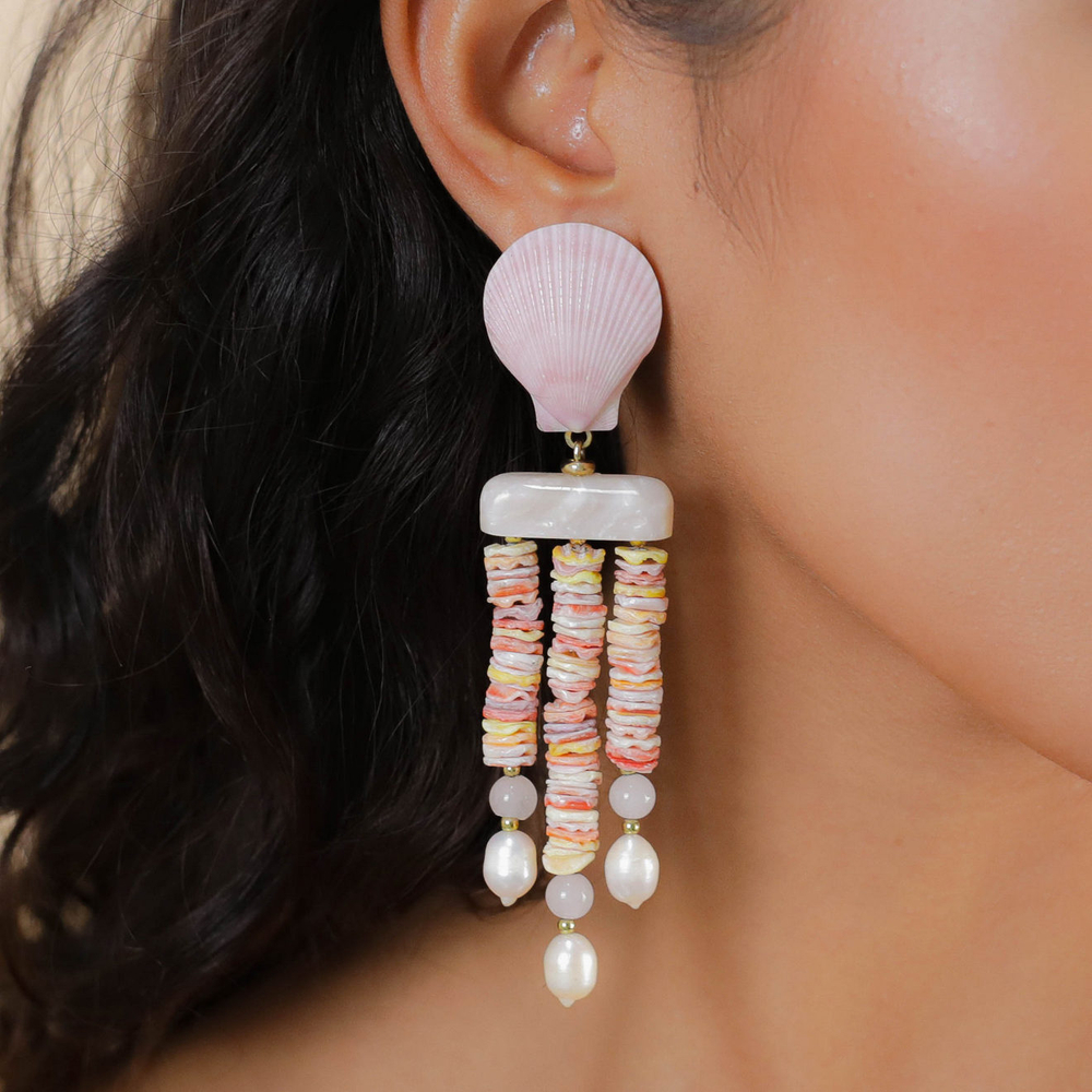 Серьги Nature Bijoux, Spiaggia Rosa, с морскими ракушками, жемчугом и перламутром, NB26.1-12-90560 (