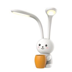 ULM-D160 12W-3000-6000K-DIM WHITE Светильник настольный светодиодный Заяц. с подставкой под канцелярские принадлежности. Сенсорный выключатель. Диммер. Белый. TM Uniel