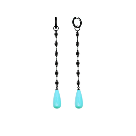 Серьги Ermolov длинные черные с бирюзой