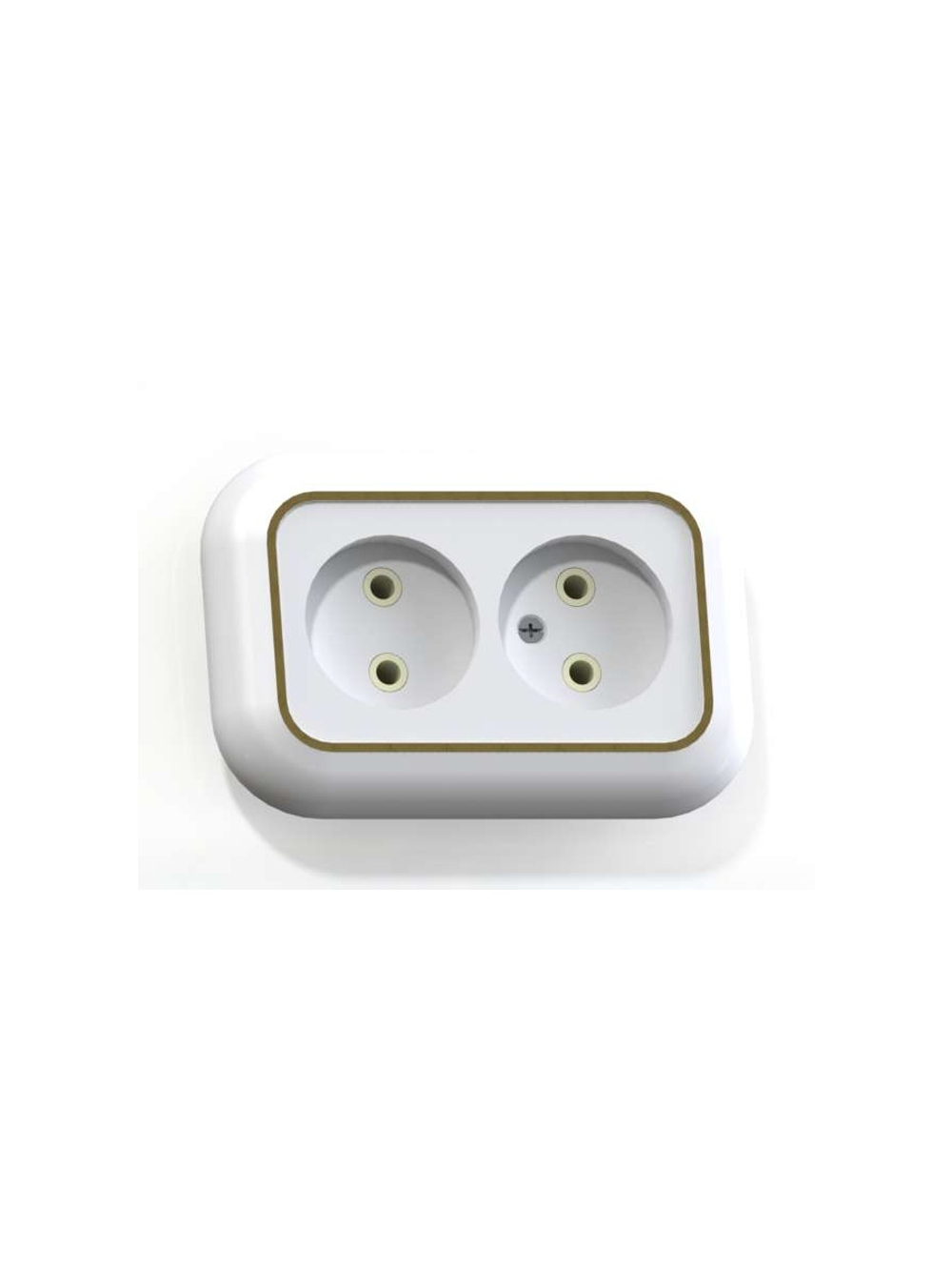 Розетка 2-м СП Валентина РС10-393 10А IP20 бел./зол. Кунцево 5450