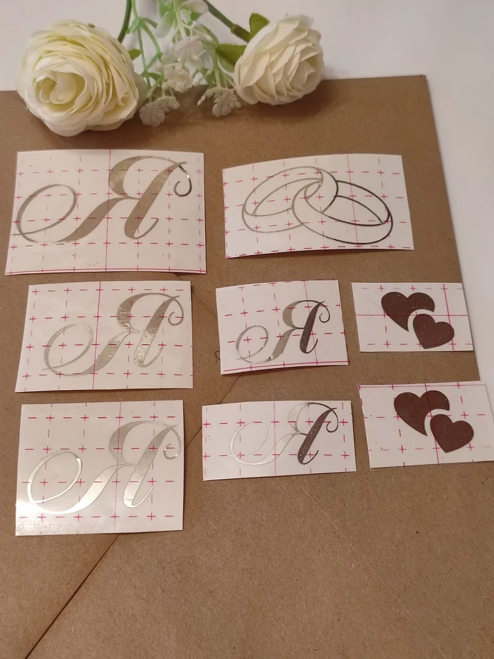 Наклейки свадебные зеркальное серебро инициалы " Я "