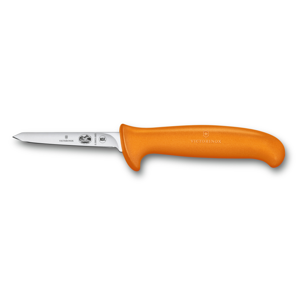 Фото нож для птицы VICTORINOX Fibrox с лезвием из нержавеющей стали 8 см и рукоятью из пластика оранжевого цвета с гарантией