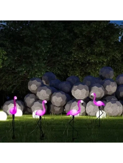 Светильники садовые уличные на солнечной батарее, фламинго, материал изделия abs-пластик, набор из 3 шт, розовый и черный