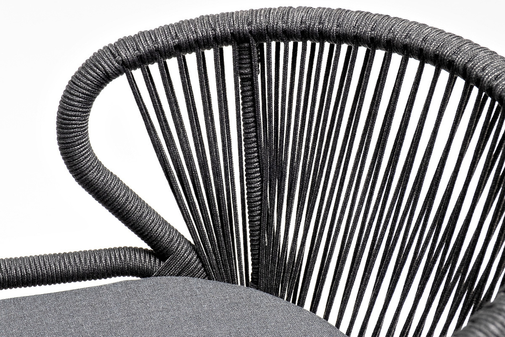 "Венето" обеденная группа на 6 персон со стульями "Милан", каркас темно-серый, роуп темно-серый