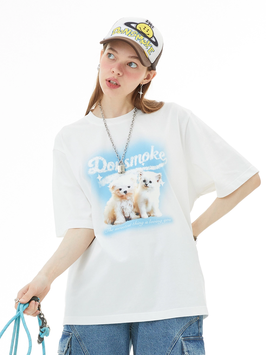 [FROM MOSCOW] Футболка DONSMOKE "Dogs N' Kitty" Oversized Tee