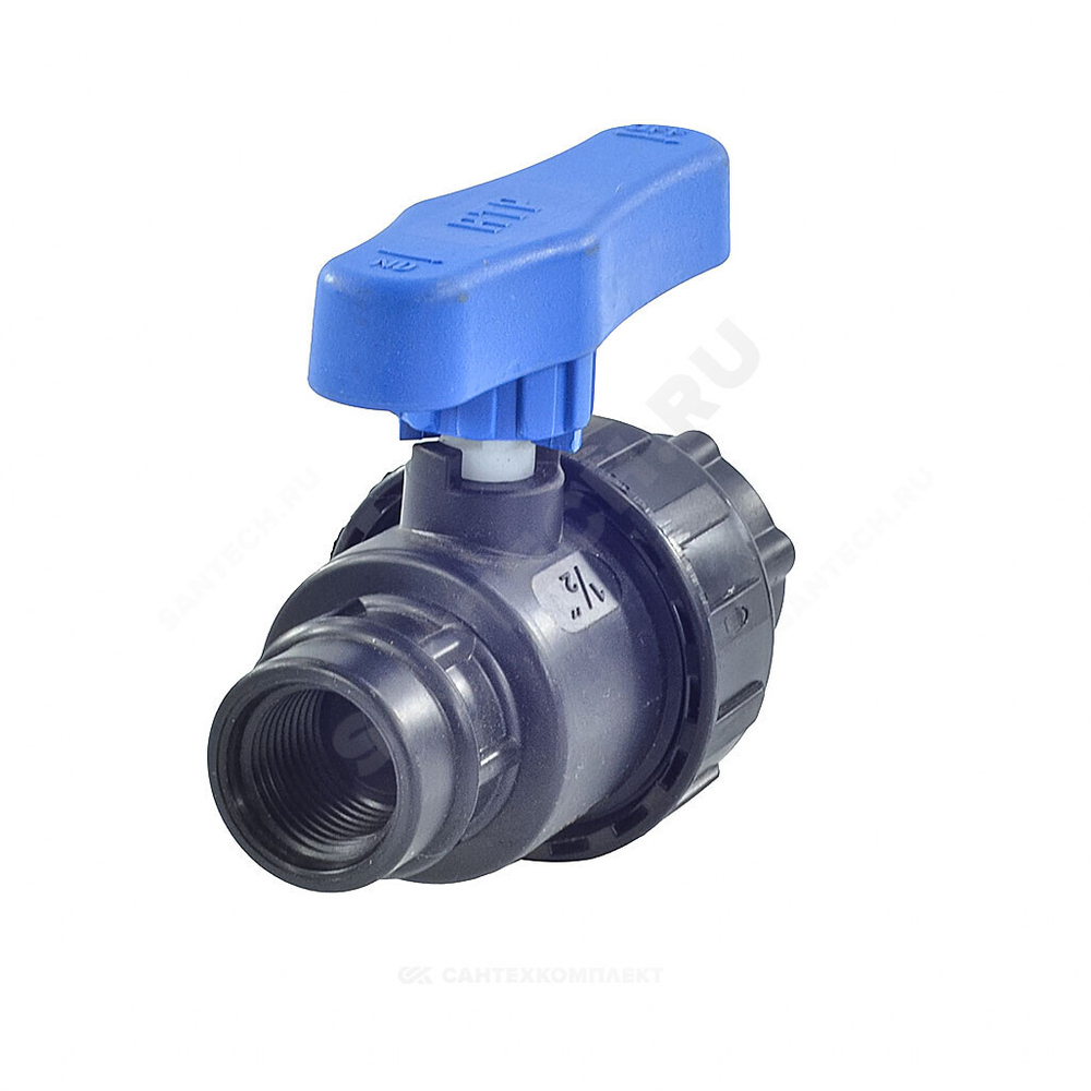 Кран шаровой компрессионный ПЭ 1/2"x1/2" ВР/ВР Ру10 RTP (РосТурПласт) 17357