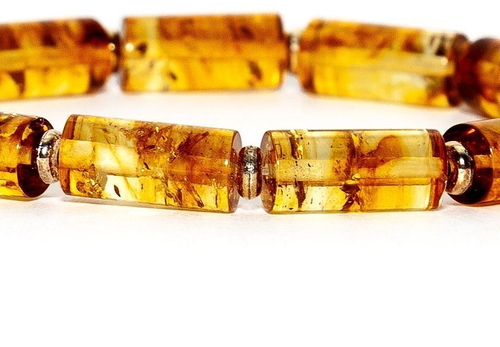 Браслет из натурального янтаря, бусины 15 на 7 мм, размер. Янтарный браслет из Калининграда