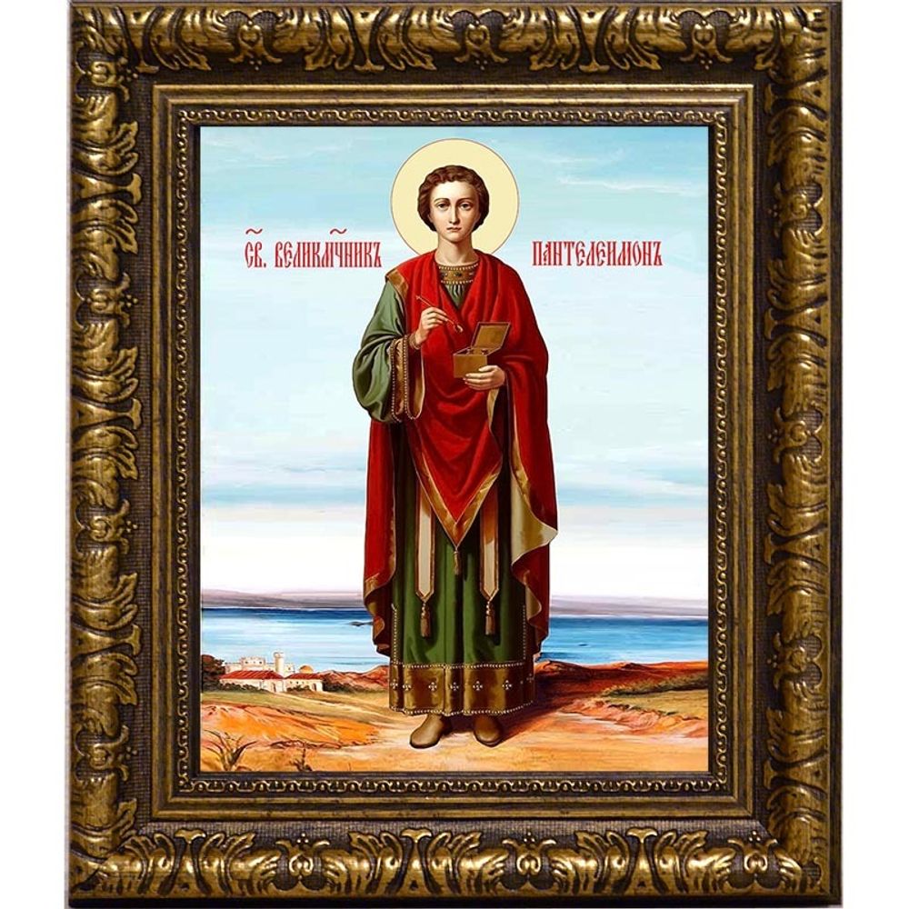 Пантелеимон Целитель в полный рост. Икона на холсте.
