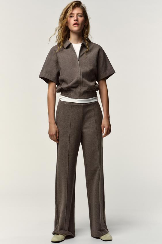 ZARA ШИРОКИЕ БРЮКИ ИЗ МЯГКОЙ ТКАНИ, НОРКА