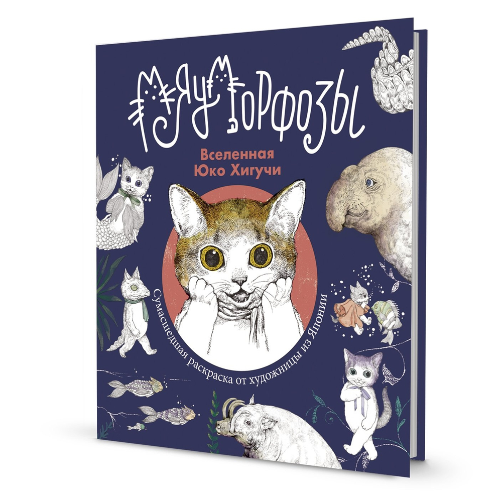 Раскраска Контэнт-Канц, 215*245 мм, лам. картон, soft-touch, выб-лак, конгрев, 48 л., цвет. внутр. блок, "Вселенная Юкко Хигучи. Мяуморфозы"