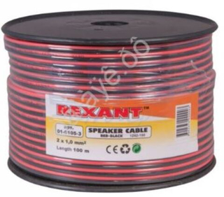 Провод двойной 2х1,00мм красно-черный ,100м REXANT а0161053