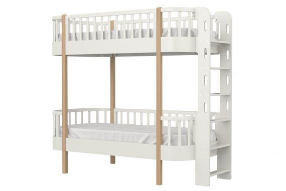 Кровать двухъярусная Ellipse Classic торцевая лестница Молочная