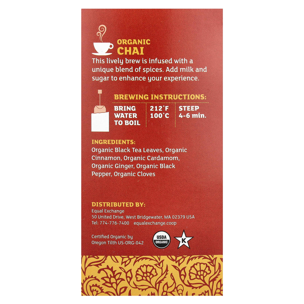 Equal Exchange, органический черный чай, 20 чайных пакетиков, 40 г (1,41 унции)