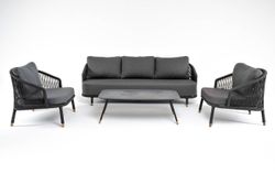 "Верона" лаунж-зона 5-местная плетеная из роупа (веревки), каркас алюминиевый темно-серый, роуп темно-серый