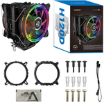 Кулер для CPU Alseye H120D V2.0, 2х120мм, 800-2000rpm, 4-pin, Al+Cu, черный/FRGB, 42.5CFM, 35.2дБ, 6-PIPE(прямой контакт), TDP 200Вт, INTEL 1700/1200/115x/775/2011, AMD AM5/AM4/AM3(+)/AM2(+)/FM2(+)/FM1, безвинтовое креплнение (AS.01.02.0009)