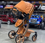 Коляска-трансформер 3 в 1 LUXMOM 608-2 с автолюлькой, коричневая