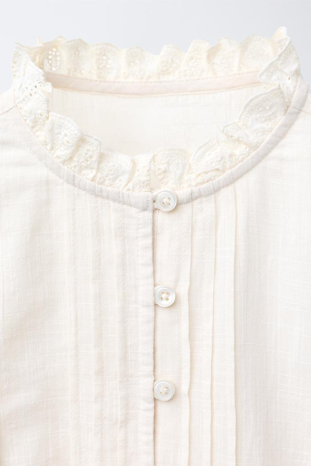 ZARA РУБАШКА В РОМАНТИЧЕСКОМ СТИЛЕ С КРУЖЕВОМ, ЭКРЮ