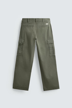 ZARA БРЮКИ-КАРГО STRAIGHT FIT, СВЕТЛО-ЗЕЛЕНЫЙ