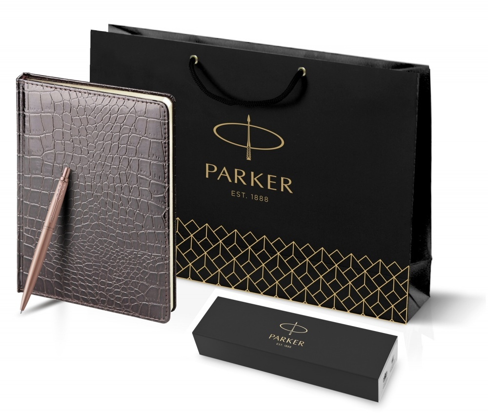 Подарочный набор: Jotter XL SE20 Monochrome в подарочной упаковке, цвет: Pink Gold, стержень Mblue и Ежедневник недатированный А5 чёрный