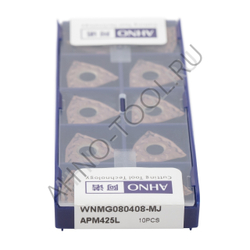 Пластина твердосплавная ISO WNMG080408-MJ APM425L AHNO по жаропроч. и нерж.стали, получистовая
