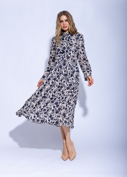 Женское летнее платье миди с цветочным принтом