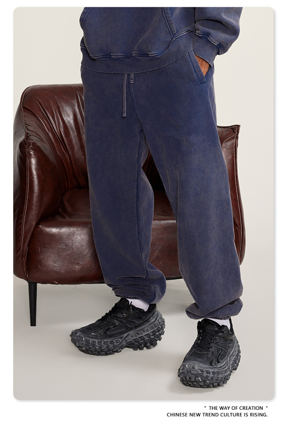 Американский модный брендовый костюм мужской с эффектом потёртости с капюшоном и двойной молнией для мужчин.