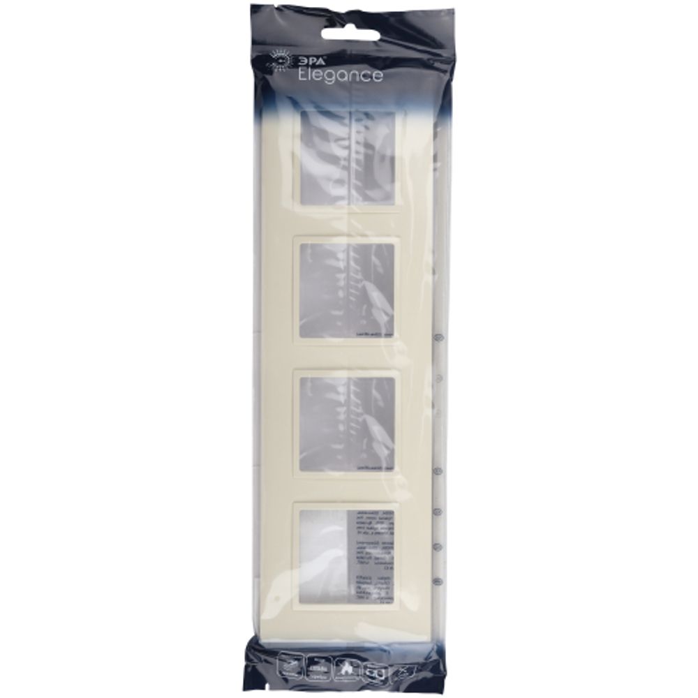 Рамка для розеток и выключателей ЭРА Elegance 14-5014-02 Classic, на 4 поста, слоновая кость