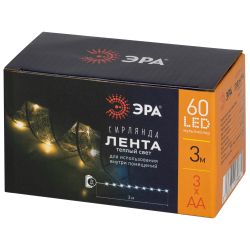 Светодиодная новогодняя гирлянда ЭРА ENIN-30W нить Лента декоративная теплый свет 3 м 30 microled IP20