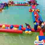Коммерческий надувной аквапарк на воде «Три стихии» 36×25×4 м