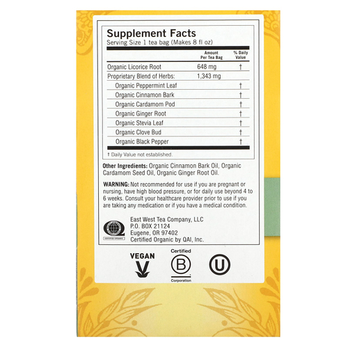Yogi Tea, Egyptian Licorice®, с мятой, без кофеина, 16 чайных пакетиков, 32 г (1,12 унции)