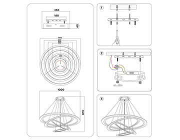 Светильник подвесной светодиодный с пультом 235W 3000K/4200K/6400KFA4365/4 BK черный  Acrylica Original Ambrella