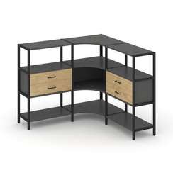 Shelf System Трехсекционный угловой стеллаж трехярусный с ящиками SN.STMU-331 Антрацит/Тиквуд Светлы