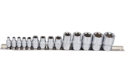 Набор торцевых головок RF-4158: 1/2"&1/4"&3/8"DR звездочка E4-24 14пр ROCKFORCE