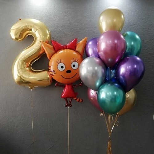 Композиция из шаров «Фигура Карамелька и Цифра 2»