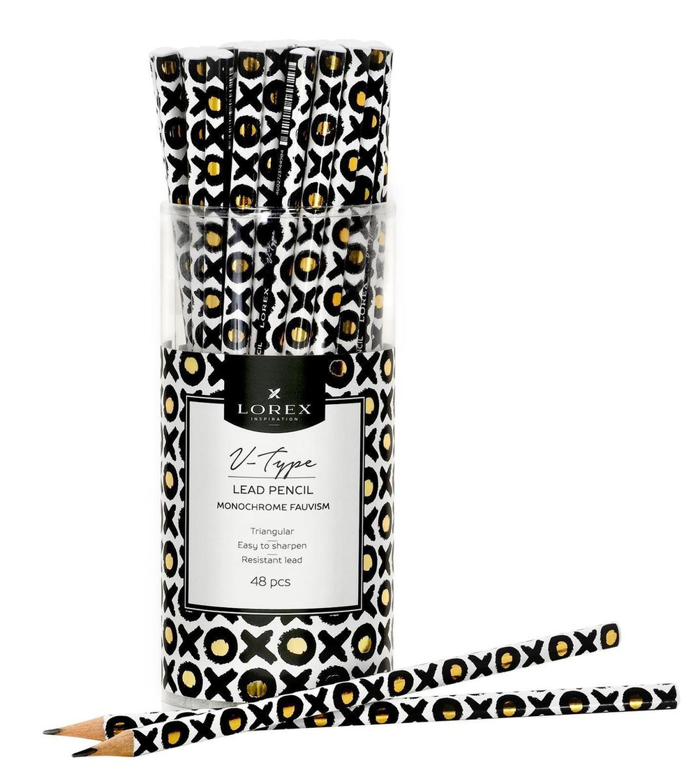 Карандаш ч/г НВ "V-Type Monochrome fauvism" заточ. трехгран, тубус (LOREX)
