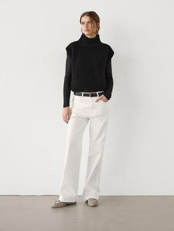 Massimo Dutti Трикотажный жилет с высоким воротником, черный